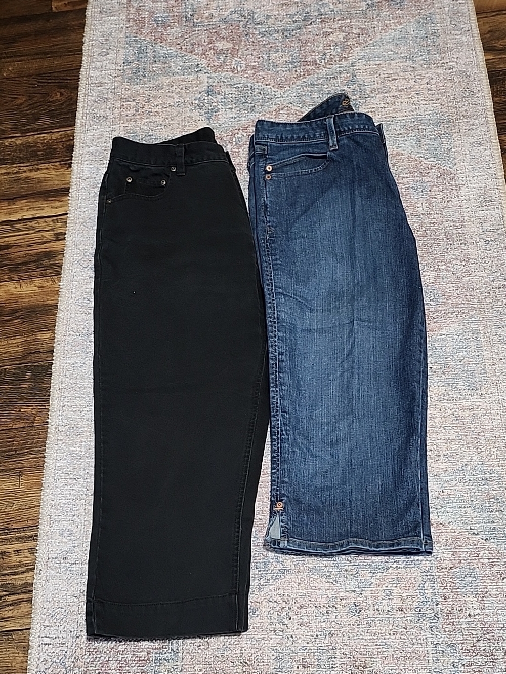 2 Pair Eddie Bauer Women's Straight Leg Jeans - Black and Blue